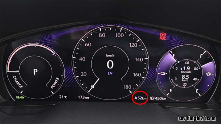 CX-80 PHEV試乗 EVモードメーター