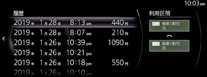 ナビ情報 ETC履歴
