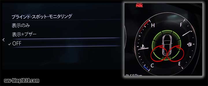 ブラインドスポットモニタリングOFF
