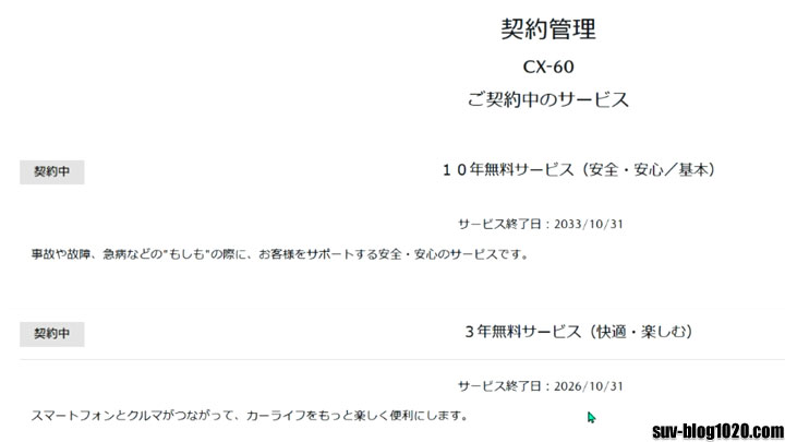 コネクティッド契約中のサービス詳細